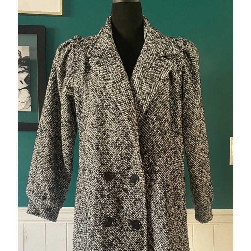 Herringbone black and white vintage coat